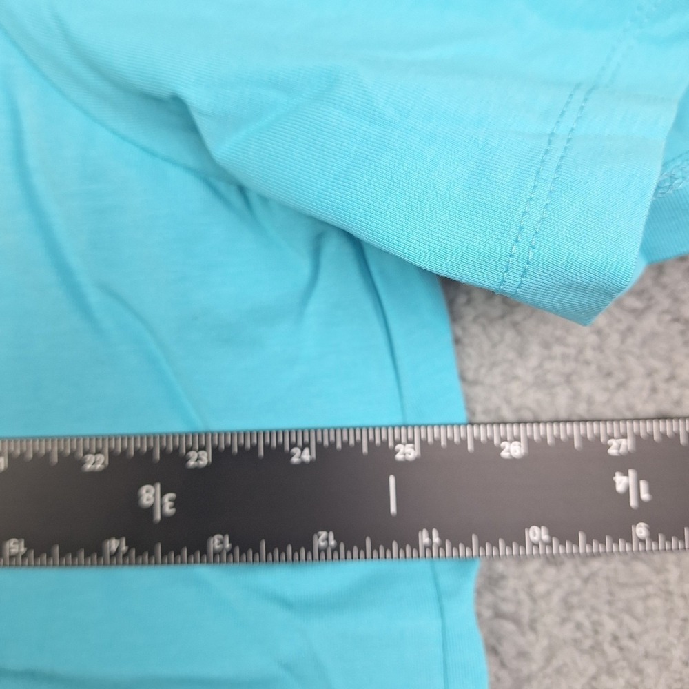 Catherines Top Womens Petite 1X Blue Stretch Pullover‎ Short Sleeve Cutwork Trim - Picture 5 of 10